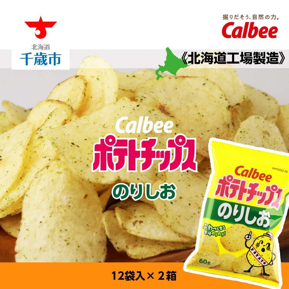 【ふるさと納税】カルビーポテトチップス＜のりしお＞12袋入×2箱《北海道工場製造》 お菓子 スナック菓子 北海道産 じゃがいも ポテトチップス 北海道ふるさと納税 千歳市 ふるさと納税【北海道千歳市】