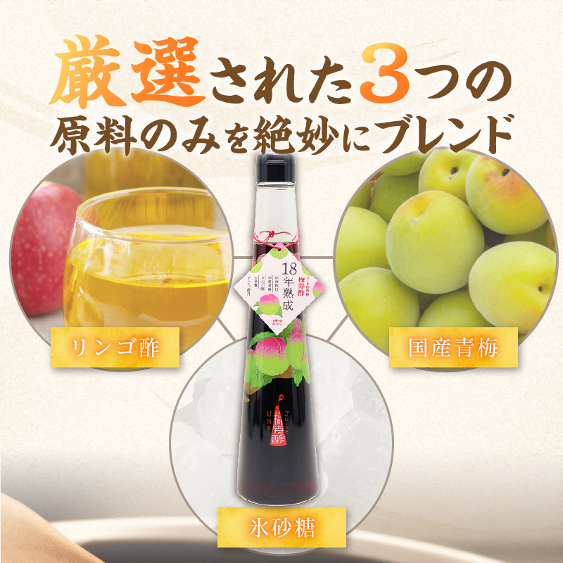 18年熟成 『梅寿酢（Ume Juice）』 300ｍｌ 2本セット 国産梅 無添加 こだわり 飲料 18年以上 熟成 エキス 清涼飲料水 食前 シロップ アイスクリーム 七福醸造 H001-123