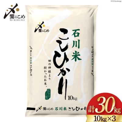 ふるさと納税 宝達志水町 米 令和6年 石川米こしひかり【穂立】30kg(10kg×3袋) [中橋商事 38601200]