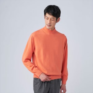 日本製 カシミヤ100% ハイネック オレンジ Mサイズ [2662]