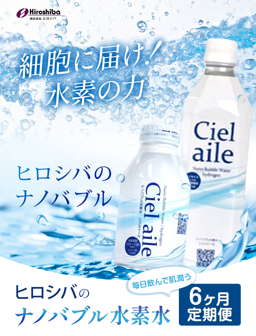【6ヶ月定期便】ナノバブル水素水 アルミボトル(約300ml)×30本 株式会社ヒロシバ《30日以内に出荷予定(土日祝除く)》大阪府 羽曳野市 送料無料 水素水 肌 美容 健康 水---habikino_hro_11_tei_ko---
