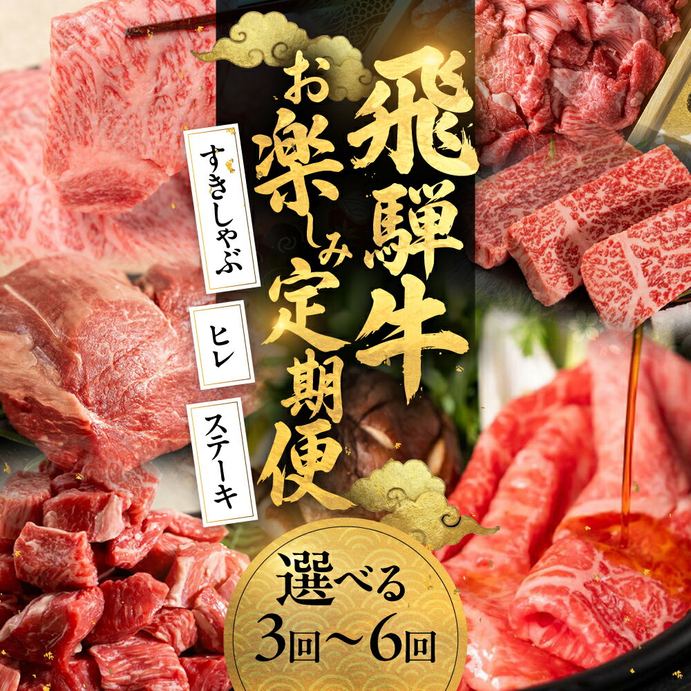 【ふるさと納税】飛騨牛お楽しみ定期便 3～6回お届け こま切れ ヒレ ステーキ カレー肉 カルビ 焼肉 すき焼き しゃぶしゃぶ 牛肉 和牛 黒毛和牛 肉 国産 ギフト 贈り物 赤身牛肉 赤身肉 スキヤキ 飛騨市 冷凍発送 赤身ももスライス 訳あり ヒレ肉 赤身ステーキ [Q3045]