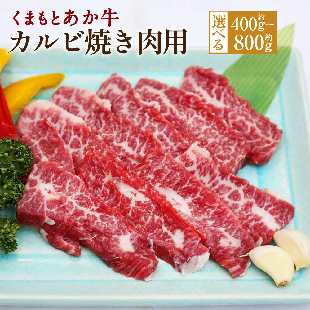 【ふるさと納税】＜選べる容量＞くまもとあか牛 カルビ焼き肉用 約400g または 約800g 1パック約400g カルビ 国産 九州産 熊本県産 牛肉 お肉 肉 焼き肉 焼肉 BBQ バーベキュー 冷凍 送料無料