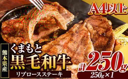 くまもと黒毛和牛 リブロースステーキ 250g ( 250g x 1枚 ) 牛肉 冷凍 《30日以内に出荷予定(土日祝除く)》 くまもと黒毛和牛 黒毛和牛 冷凍庫 個別 取分け 小分け 個包装 ステーキ肉 にも リブロースステーキ