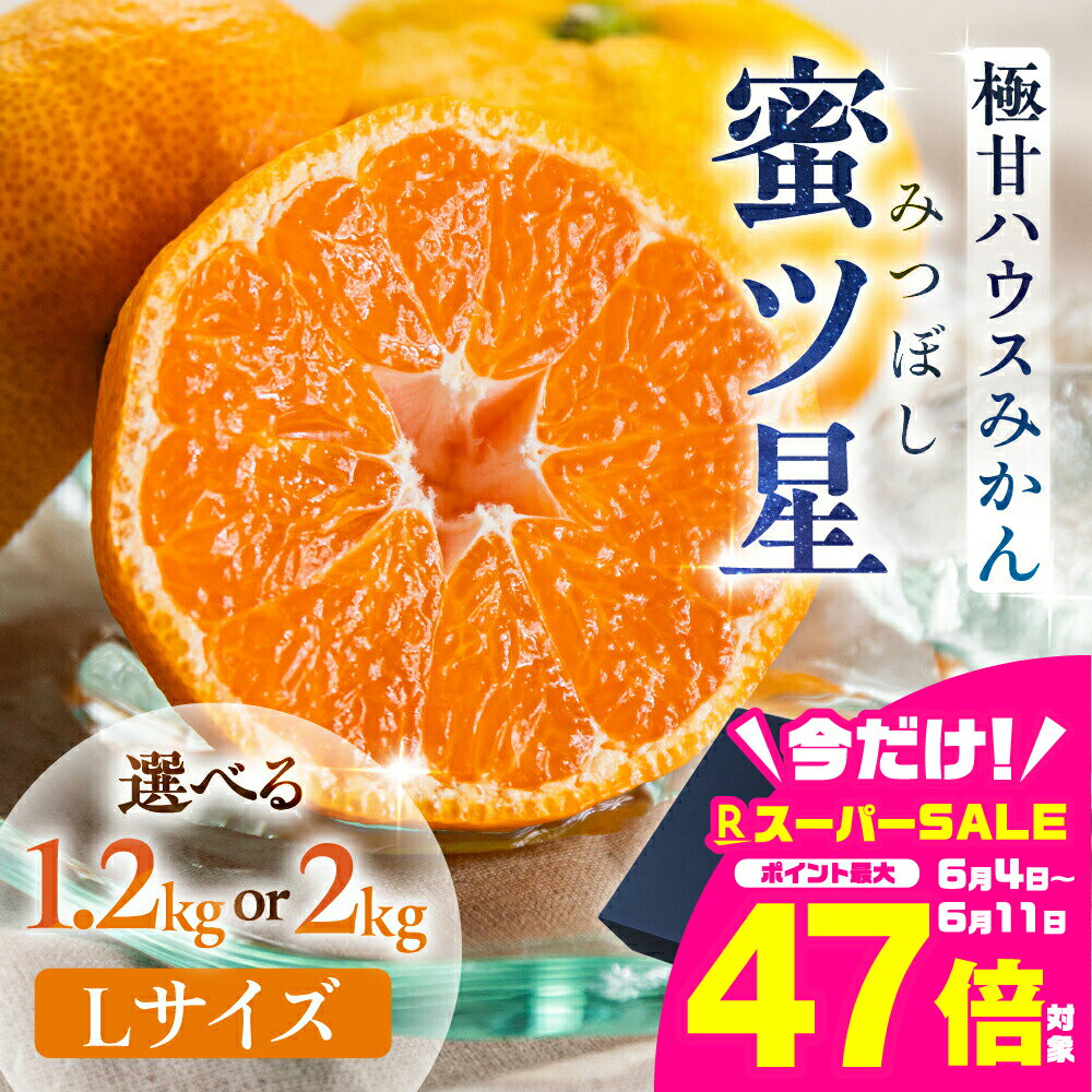 【ふるさと納税】≪先行予約≫ 超濃厚ハウスみかん『蜜ツ星』 秀品 選べる 1.2kg / 2kg (Lサイズ10玉 〜18玉) みかん 高級 高糖度 ギフト 贅沢 蜜柑 ミカン 柑橘 フルーツ 数量限定 季節限定 濃厚 化粧箱入り Lサイズ 詰め合わせ 豊橋