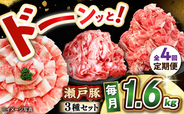 
                  【全4回定期便】 瀬戸豚 豚肉3種セット 計1.6kg (ロースしゃぶ500g、バラスライス500g、肩バラ切り落とし600g) / 肉 豚肉 豚バラ しゃぶしゃぶ 冷凍 小分け / 瀬戸市 / 関屋精肉店 [BBBQ230]
                