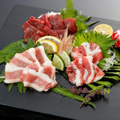 ふるさと納税 あさぎり町 【熊本と畜】桜屋 馬刺し3種【赤身・フタエゴ・サガリ】450g(専用醤油付き)(あさぎり町)