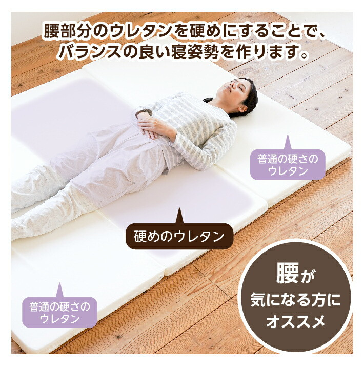 【ダブル】三つ折りマットレス 硬め 来客用《バランス》