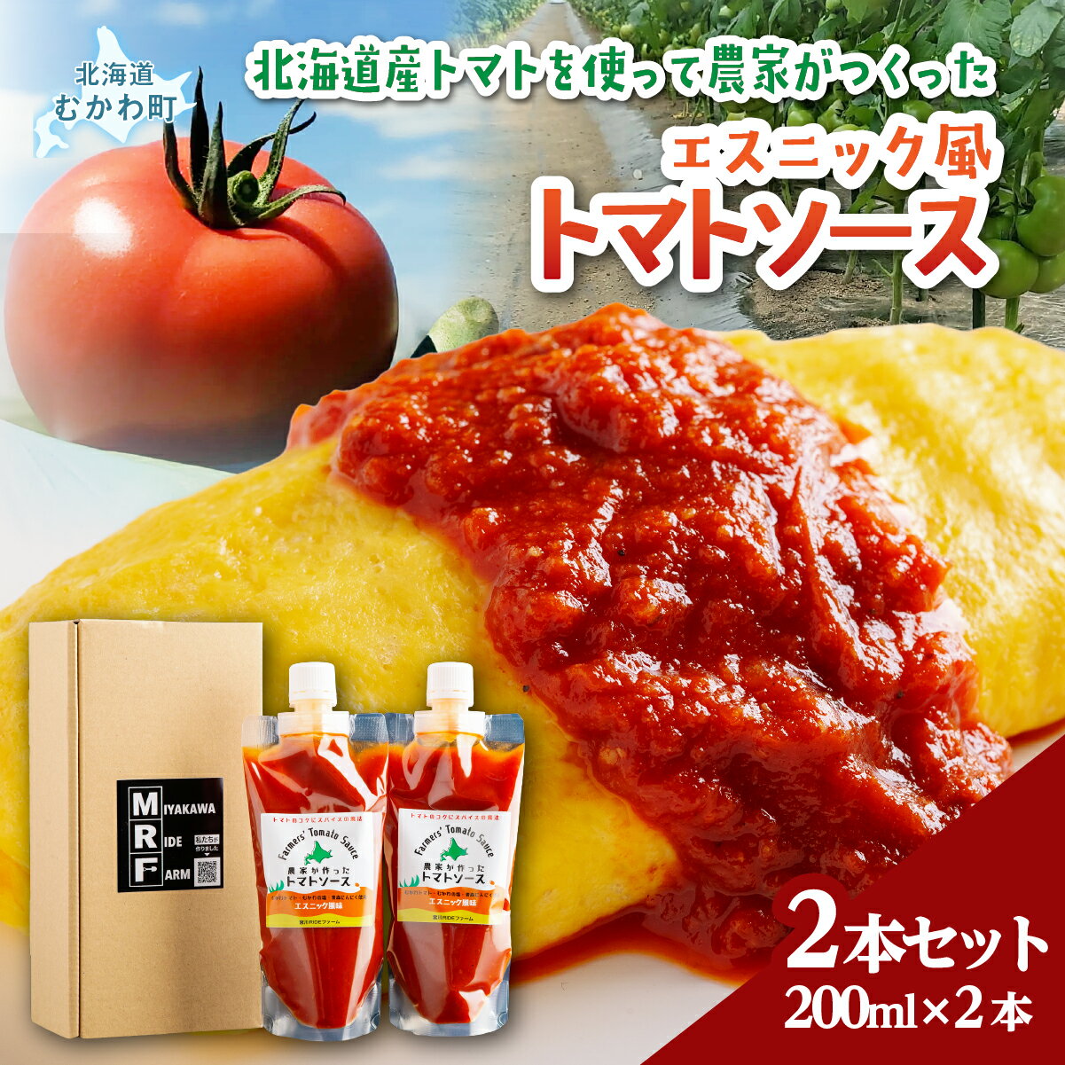 【ふるさと納税】北海道産トマトを使って農家がつくったエスニック風トマトソース2本セット 【 トマトソース ソース トマト とまと 北海道産 エスニック 2本 セット 瓶 ピザ ピザソース パスタ パスタソース タコス 農家 むかわ町 送料無料 】 MKWU001