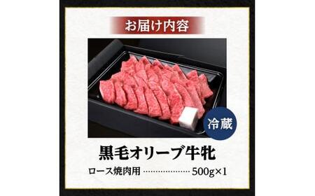 オリーブ牛 牛肉 黒毛オリーブ牛 牝牛 ロース 焼肉用 500g 焼肉一牛家黒毛オリーブ牛牝ロース焼肉用500g【T186-006】