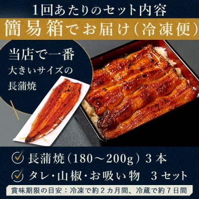 【2ヵ月毎定期便】浜名湖・うなぎのたなかの国産うなぎ長蒲焼3本※1回分540g程度全3回【配送不可地域：離島】