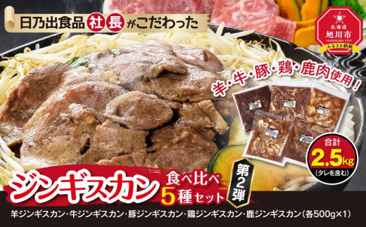 
日乃出食品 社長がこだわった 「ジンギスカン食べ比べ5種セット2.5kg」 第2弾(羊・牛・豚・鶏・鹿肉使用) 【 焼肉 肉 焼き肉 小分け 焼肉用 焼肉セット 北海道 羊肉 牛肉 豚肉 鶏肉 鹿肉 】
