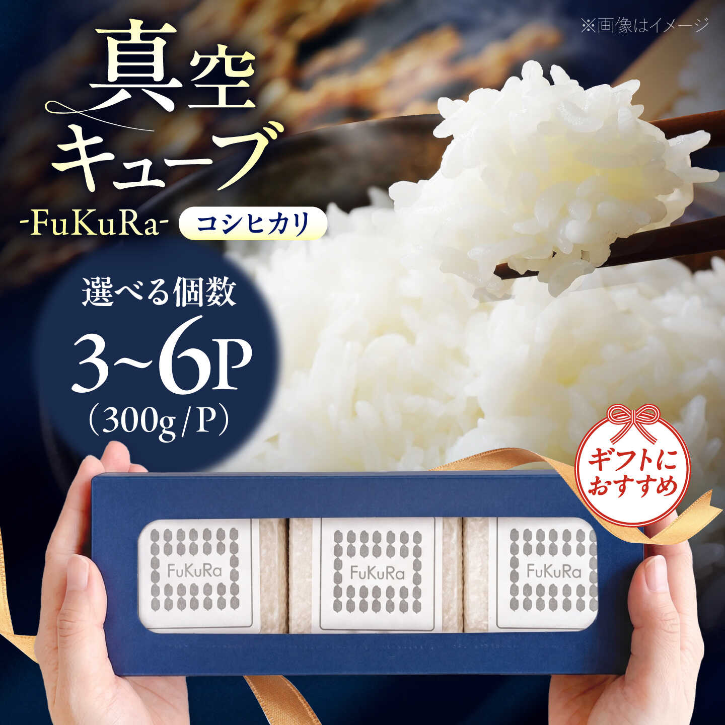 【ふるさと納税】【選べる容量】福井県産 こしひかり 『FukuRa』（ふっくら）真空キューブ ギフト 2合（300g）×3～6パック [BFAV021-023]