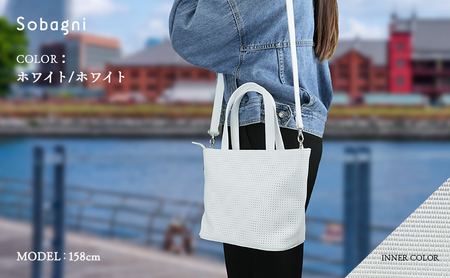 Sobagni　TRICK TOTE ホワイト/ネイビー