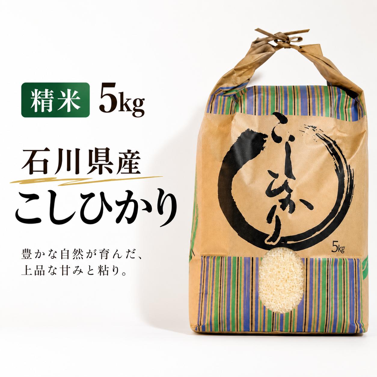 
                  【精米】【 令和7年産 】 5kg 単品 こしひかり 石川県産 ｜[ 高田米肥店 ] お米 コメ こめ kome ※ 米 精米 ご飯 ごはん 御飯 米袋 精米米 精米品 精米済み はくまい 米飯 / 北陸支援 石川県 羽咋市 能登 米 コシヒカリ 
                