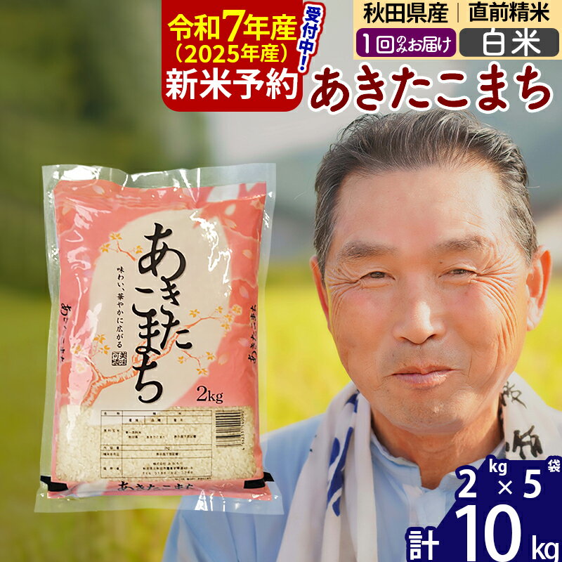 【ふるさと納税】※令和7年産 新米予約※秋田県産 あきたこまち 10kg【白米】(2kg小分け袋)【1回のみお届け】2025年産 お届け時期選べる お米 おおもり