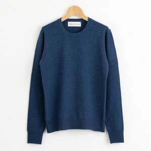 カシミヤ ニット セーター度詰 カシミヤ （ブルー）男性用サイズ:LL(46)≪白田のカシミヤ≫ 