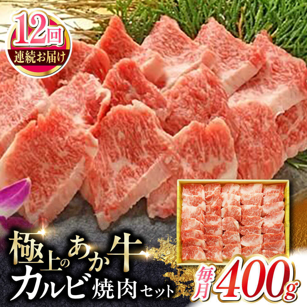 【ふるさと納税】【全12回定期便】あか牛カルビ焼肉セット 約400g 【有限会社 三協畜産】[AYCQ094]