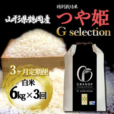 ふるさと納税 鶴岡市 【毎月定期便】山形県産 つや姫 Gセレクション 白米 6kg全3回