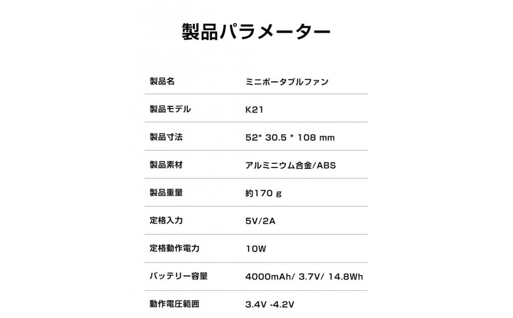 【グレー】ミニポータブルファン 手持ちターボ扇風機 3段階風量 2026夏 卓上 ポータブル扇風機 4000mAh 14.8Wh 大容量 type-c充電式 モバイルバッテリー iPhone/スマホ充