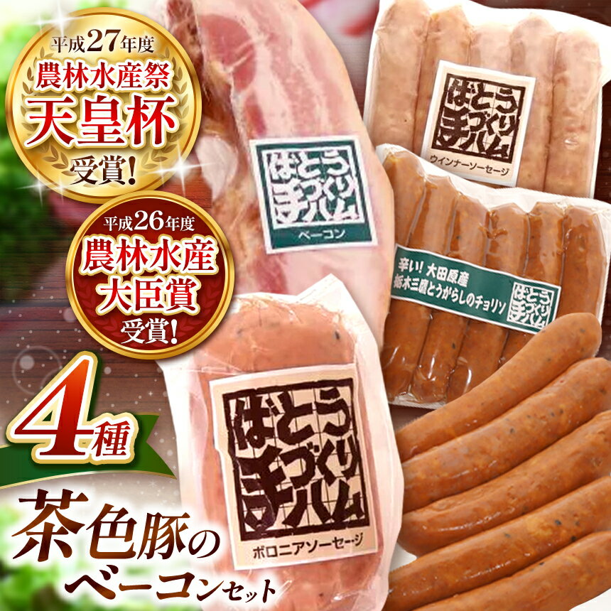 【ふるさと納税】 ばとう 手づくり ハム 茶色豚のベーコンセット ｜ベーコンブロック ウインナー ソーセージ チョリソー ボロニアソーセージ 手作り 贈り物 贈答品 肉 豚肉 馬頭 栃木県 那珂川町 送料無料