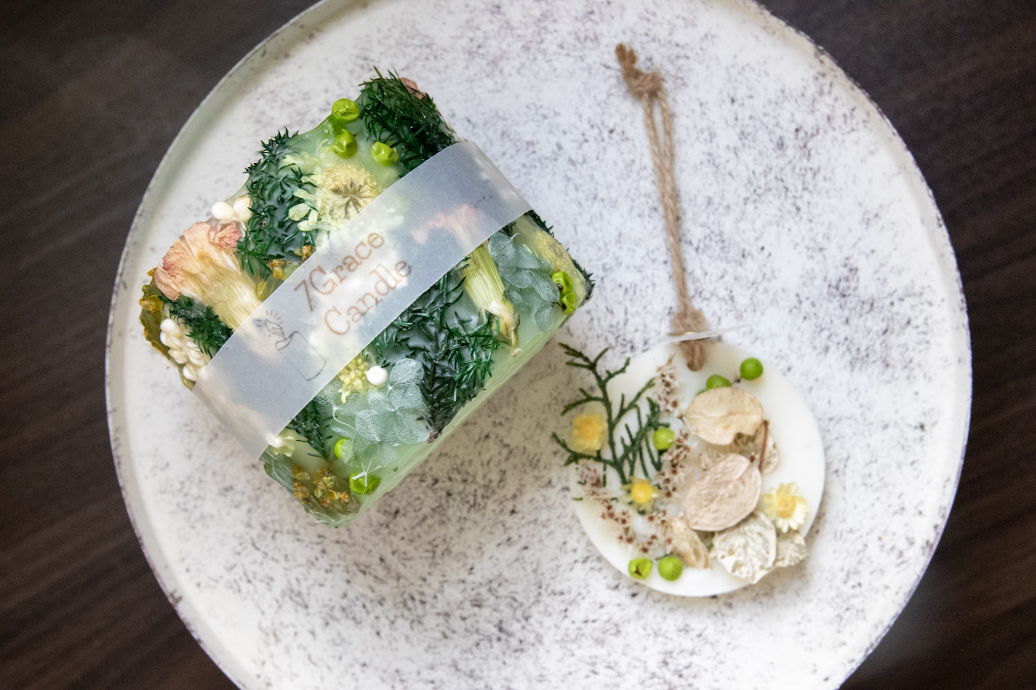 ボタニカルキャンドルとアロマサシェのセット グリーン / インテリア 雑貨 ドライフラワー ハンドメイド プレゼント ギフト