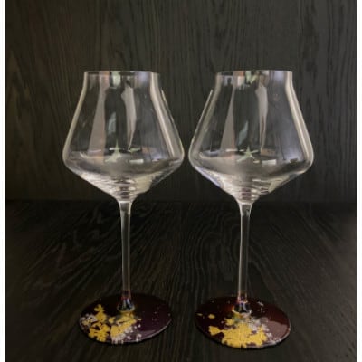 ワイングラスぺルラ2個セット　マジョ金箔ブルー【1633452】