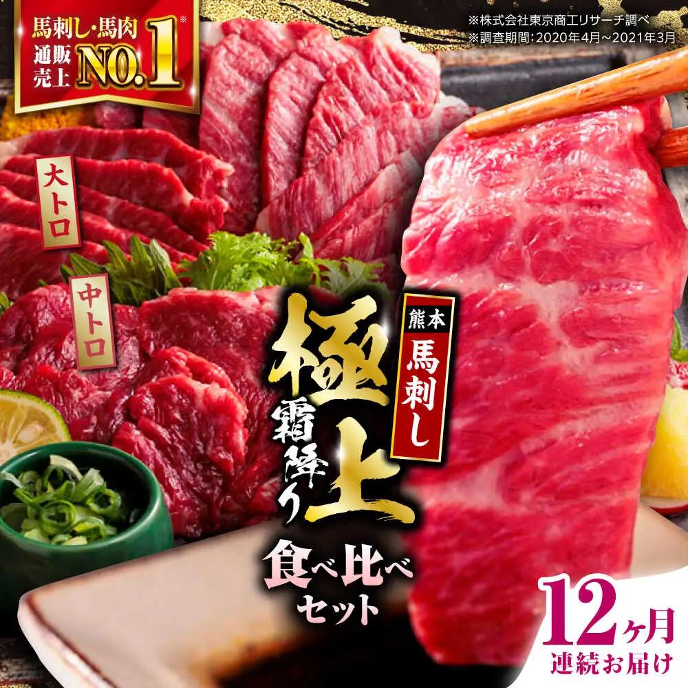 【全12回定期便】国産 霜降り馬刺し2種セット 約500g 馬刺し[AYBP008]