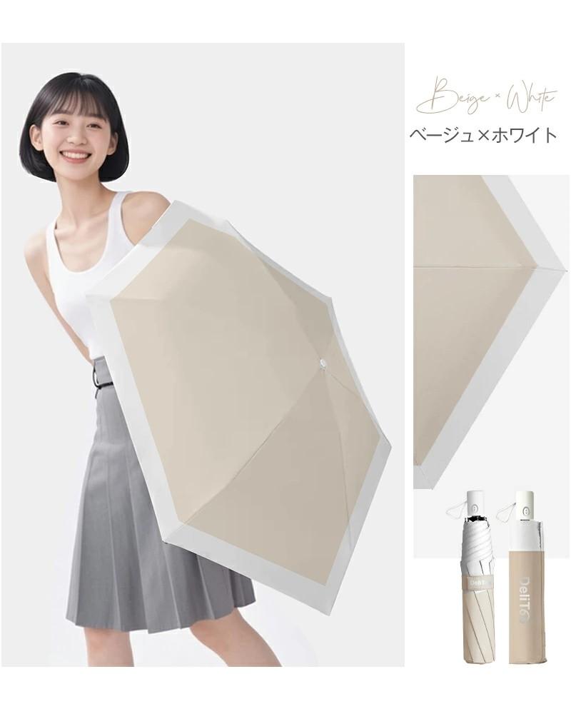 
            自動開閉折りたたみ傘 6本骨　ベージュ × ホワイト　【11100-2035】
          