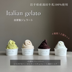 イタリアンジェラート１２個セット アイス アイスクリーム イタリアン ジェラート ミルク チョコレート ピスタチオ ヘーゼルナッツ 詰め合わせ 岩手県 北上市 E0314 ジェラテリア イト スイーツ おしゃれ 湯田牛乳使用