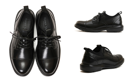 FEATHER STEP FS-906 本革ビジネススニーカー 軽量 ストレートチップ BLACK ファッション 男性 メンズ 靴 日本製 柔らかい 伸縮素材 高反発 クッション性 負担軽減  BN0