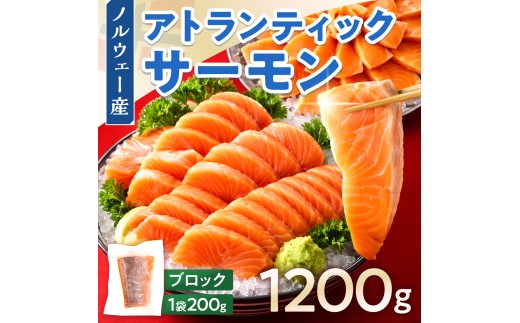 アトランティックサーモン 刺身 サーモン ポーション ブロック 柵  1200g AE024-2