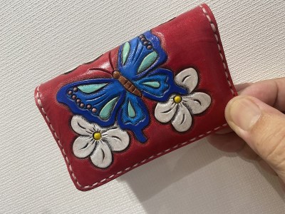 a30-248　フェミニンスタイル 名刺入れ 牛ヌメ革 ハンドメイド