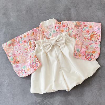 ふるさと納税 みよし市 ベビー袴 60‐70 SIZE　桜梅花×白色の袴