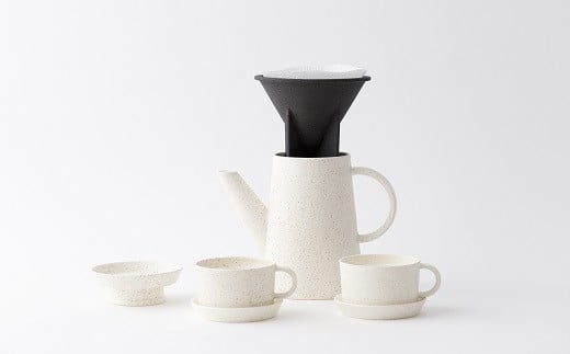 
【2016/】有田焼／Coffee Pot & DripperとCoffee Cup & Saucer2客（White Sprinkle)
