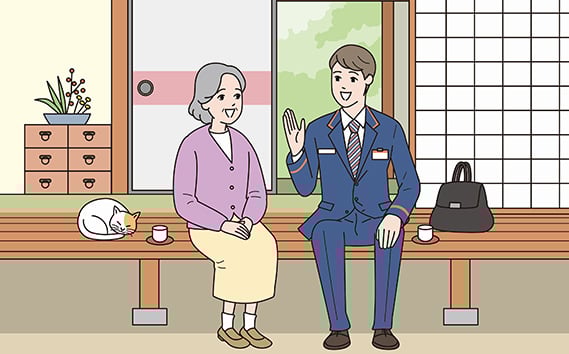 
                  郵便局のみまもりサービス「みまもり訪問サービス（12か月）」 ／ 日本郵便 郵便局社員 見守り 毎月一回 自宅訪問 生活状況確認 家族 両親 故郷 越谷市内 埼玉県 No.266
                