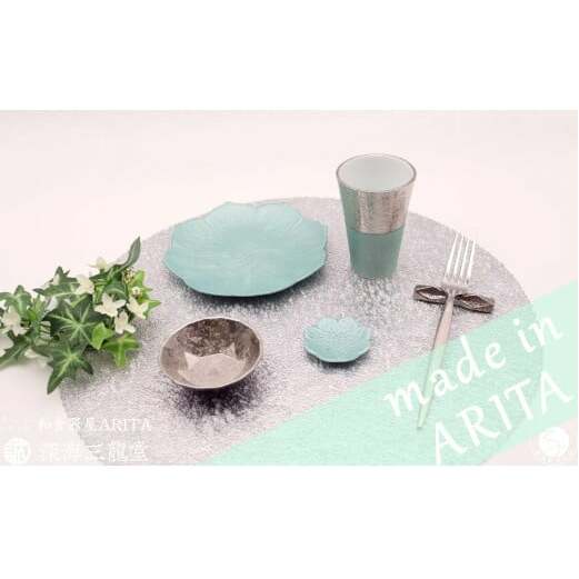 人気のアイテム 6点 セット / グリーン プラチナ 深海三龍堂 有田焼 和食器 モダン フリーカップ ビアグラス ターコイズグリーン A40-295