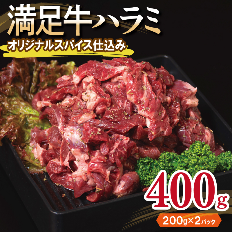 【満足牛ハラミ】オリジナルスパイス仕込み 400g【味付け ハラミ 小分け 焼くだけ 簡単調理 BBQ 牛肉 200g×2P】 G3448