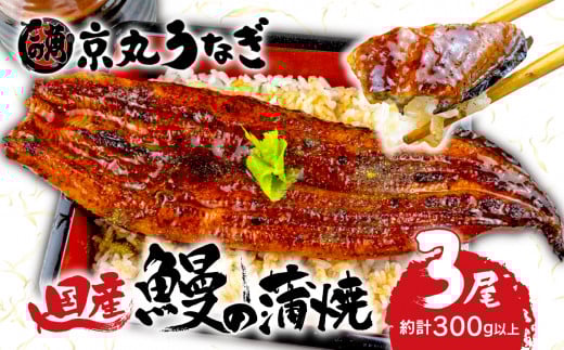 国産 うなぎ 蒲焼 たっぷり 3尾 約300g 小分け 鰻 ギフトボックス セット 老舗 専門店 うなぎ処京丸 静岡県 土用 丑の日 人気 コスパ 高級