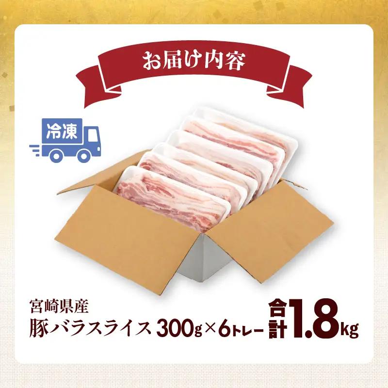 豚肉 宮崎県産 バラ スライス 1.8kg 豚肉[300g×6P]