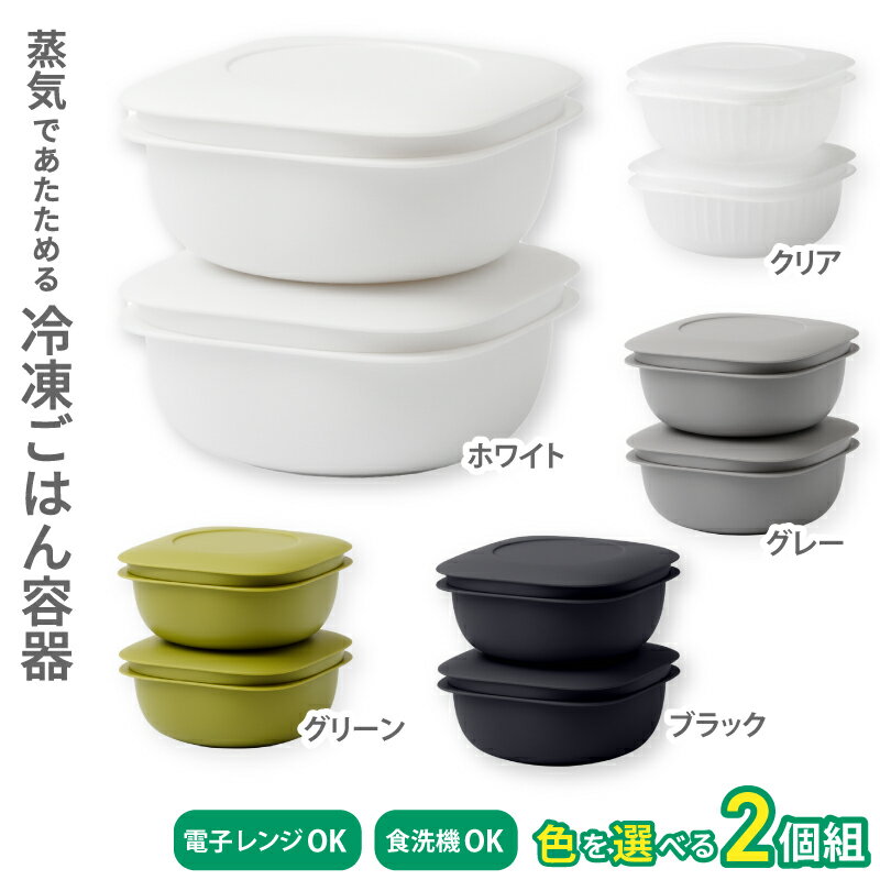 【ふるさと納税】蒸気であたためる冷凍ごはん容器　2個組【5色から好きなカラーを選べる】/ 奈良県 葛城市 容器 プラスチック ライクイット 冷凍ご飯 ザル型【like090】