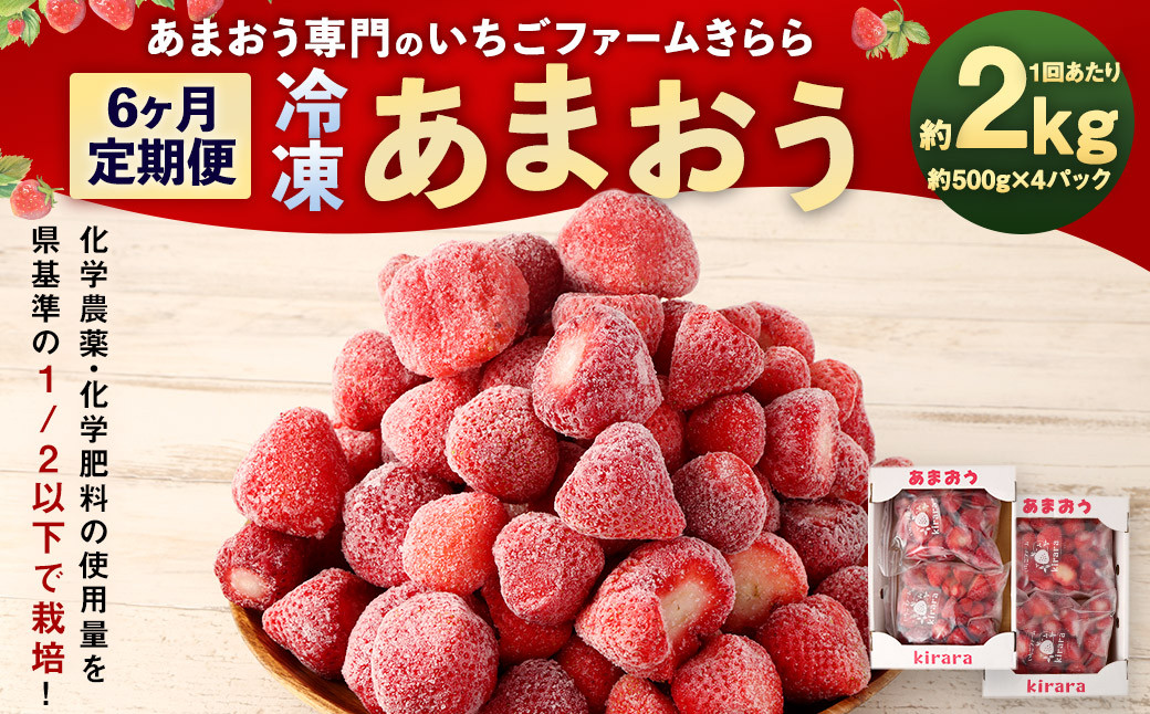
            【6カ月定期便】｢いちごファームきらら｣の冷凍あまおう 約2kg×6回 計約12kg 【2025年2月下旬より順次発送】 いちご イチゴ 苺 果物 あまおう 冷凍
          