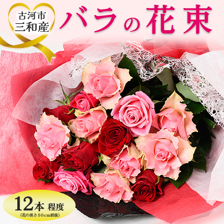 古河市三和産バラの花束｜花 フラワー 生花 切り花 ばら 薔薇 ローズ 包装 ご家庭用 ギフト 記念日 誕生日 結婚記念日 送別 歓迎 イベント 発表会 卒業式 サプライズ お祝い プレゼント 贈答 贈り物 茨城県 古河市 _DP80 ※北海道・沖縄・離島への配送不可