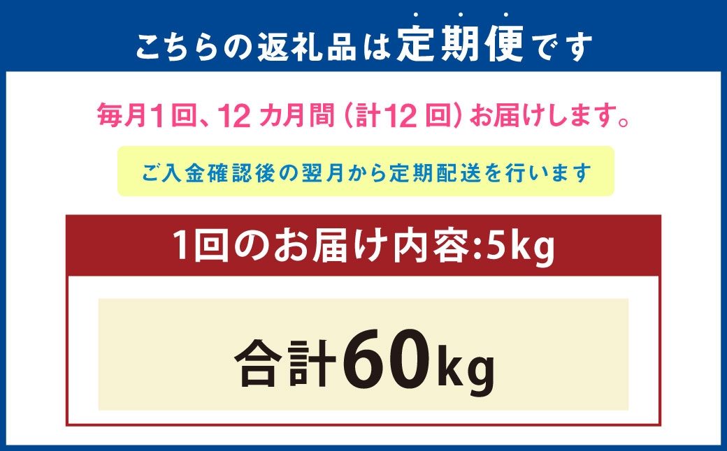 熊本市産ヒノヒカリ白米5kg約33合12回定期便ハタチノキオク