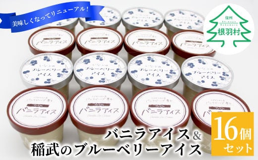 マダガスカル産バニラビーンズ香るバニラアイスクリーム＆いなぶのブルーベリーアイス (80ml)×16個セット バニラアイス ブルーベリーアイス バニラ 生乳 ミルク 10000円