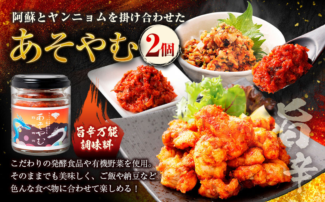 
            発酵料理人が考えた発酵万能調味料！阿蘇（あそ）とヤンニョム（薬念）を掛け合わせて生まれた「あそやむ」 100g×2個 計200g ／ ヤンニョム 調味料 発酵調味料 発酵 万能調味料 万能  ヴィーガン ご飯のお供 グルメ 惣菜 旨辛 九州 熊本県 冷蔵
          