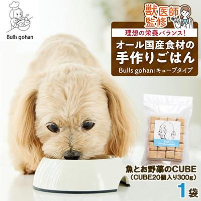 ふるさと納税 久留米市 ペットフード 無添加ドッグフード・ブルズごはんCUBEタイプ(魚)300g×1袋