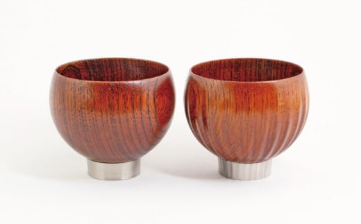 手作り 漆器 × 金属 sukuf clear brown ペア 湯呑 ぐいのみ 小鉢 天然木 本漆  伝統工芸 ぐい呑み ぐい飲み 酒器
