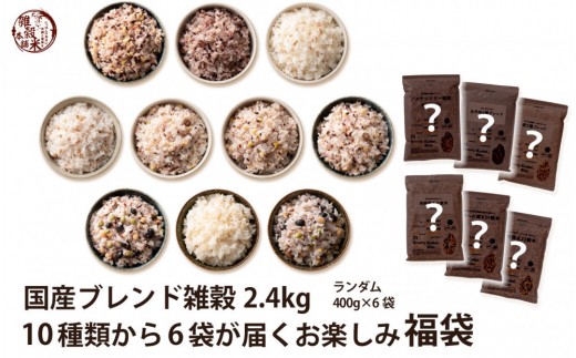
                  雑穀米本舗の国産ブレンド雑穀 計2.4kg 10種類から6袋が届くお楽しみ福袋 | スーパーフード ダイエット 置き換えダイエット プチギフト お配り用 お試しセット 無添加 無着色
                