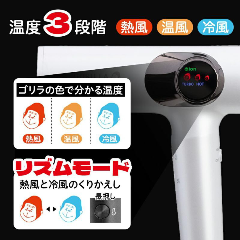 ゴリラのひとふき ホワイト ハイパワー ドライヤー